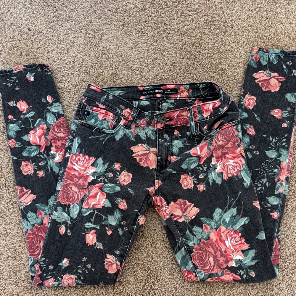 Big Star Black Floral Women's Skinny Jeans